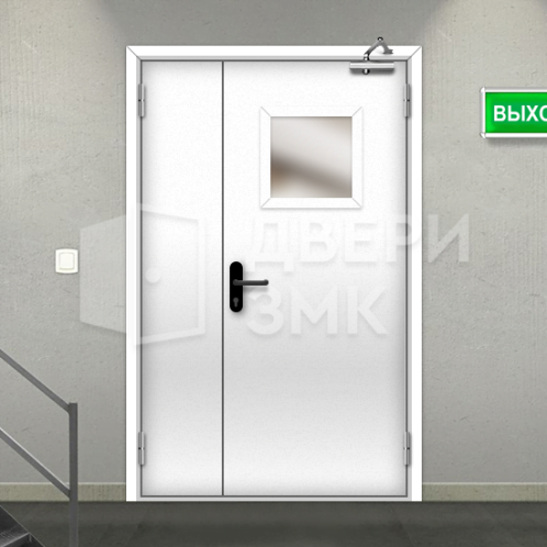 Полуторная остекленная противопожарная дверь 3 типа шумоизоляционная ДП-18801