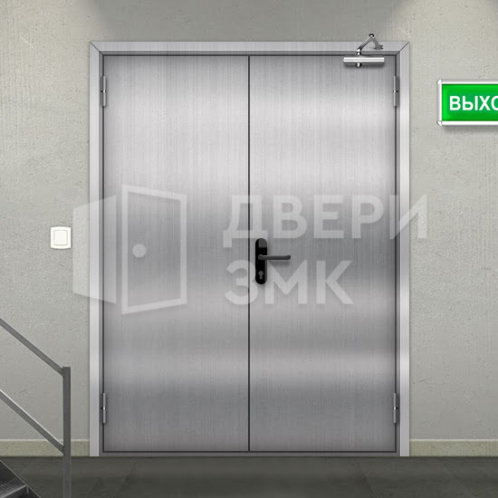 Двупольная глухая противопожарная дверь EI-15 из нержавейки ДП-18810