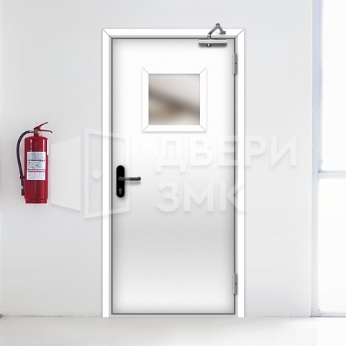 Однопольная противопожарная дверь со стеклопакетом EI-15 шумоизоляционная ДП-18456