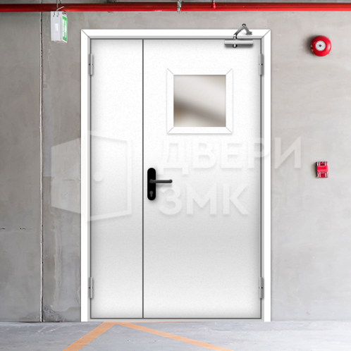 Полуторная остекленная противопожарная дверь EIS без порога ДП-18758