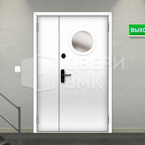 Полуторная остекленная противопожарная дверь EIS взломостойкая ДП-18757