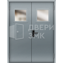 Противопожарная дверь 1-го типа на кровлю двупольная остекленная ДП-19348