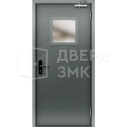 Однопольная противопожарная дверь со стеклом EI-15 герметичная ДП-18460