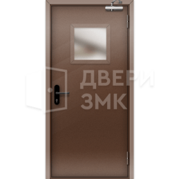 Коричневая противопожарная дверь EIS однопольная остекленная ДП-19482