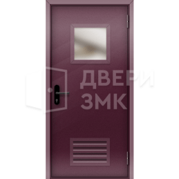 Однопольная остекленная противопожарная дверь EI-30 с вент решеткой ДП-18468