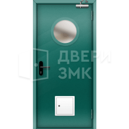 Однопольная остекленная противопожарная дверь EI-15 со стыковочным узлом ДП-18459