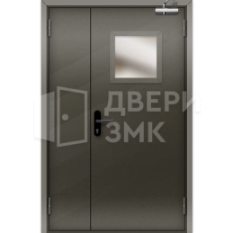 Полуторная пожарная дверь с окном 1 типа без порога ДП-18773