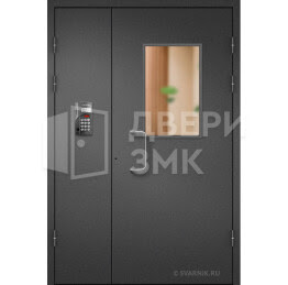 Подъездная дверь со стеклом и домофоном ДВП-15241