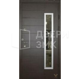 Одностворчатая входная дверь со стеклянной вставкой в загородный дом ВД-13221