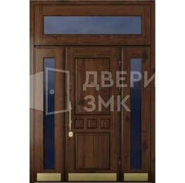 Металлическая трехстворчатая дверь и верхней вставкой и стеклом ВД-14167