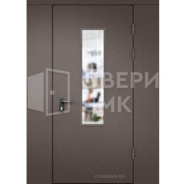 Дверь тамбурная остекленная с перегородкой порошок — МДФ ТД-16354