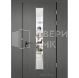 Дверь тамбурная остекленная с перегородкой МДФ — МДФ ТД-16364