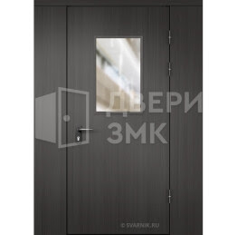 Дверь тамбурная остекленная с перегородкой МДФ — порошок ТД-16362