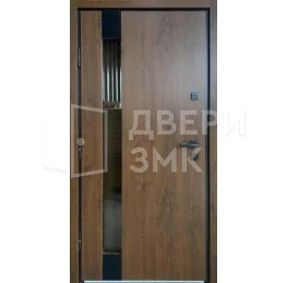 Дверь металлическая однопольная со стеклопакетом и изогнутой ручкой ВД-12881